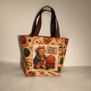 Taštička na klubíčka vtipná Kdo má klubko má moc