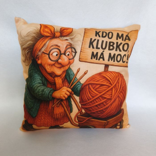 Vtipný povlak na polštář Kdo má klubko má moc